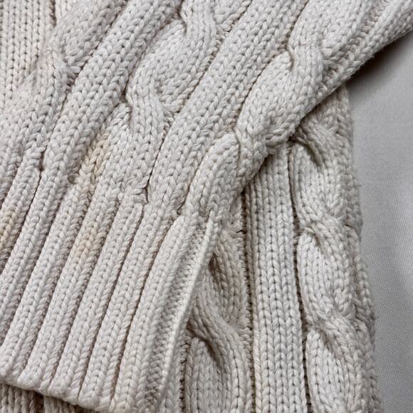 Vintage 1990s LAUREN Ralph Lauren White Cable Knit Sweater Green Label AS IS - Picture 4 of 16